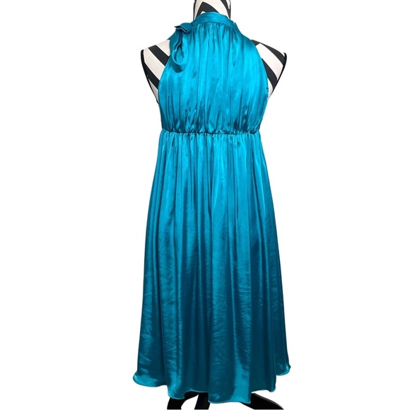 ASPESI 100% Silk Teal Halter Mini Dress - Picture 4 of 13